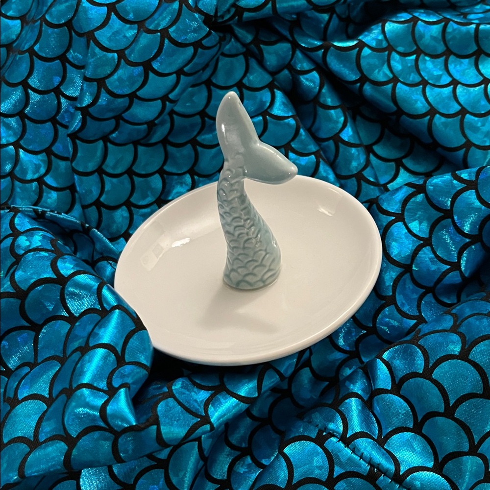 BUNDLE Blue Mermaid Scale Flare Pants and Mermaid tail ring holder